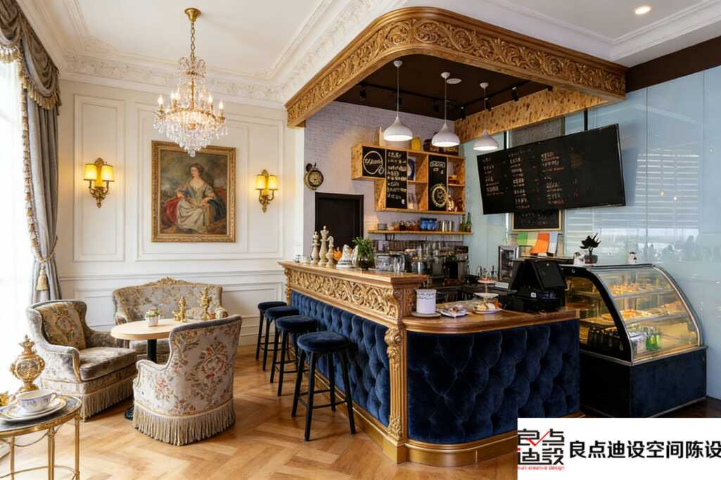 装修软装设计天花板|把复古奢华刻进DNA的咖啡店设计